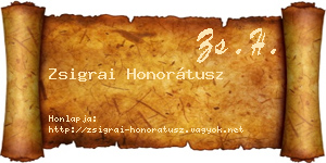 Zsigrai Honorátusz névjegykártya
